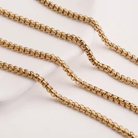 2m 18k gold plating stainless steel box chains 2mm 3mm rolo chains for diy bracelet anklet jewelry making findings wholesale