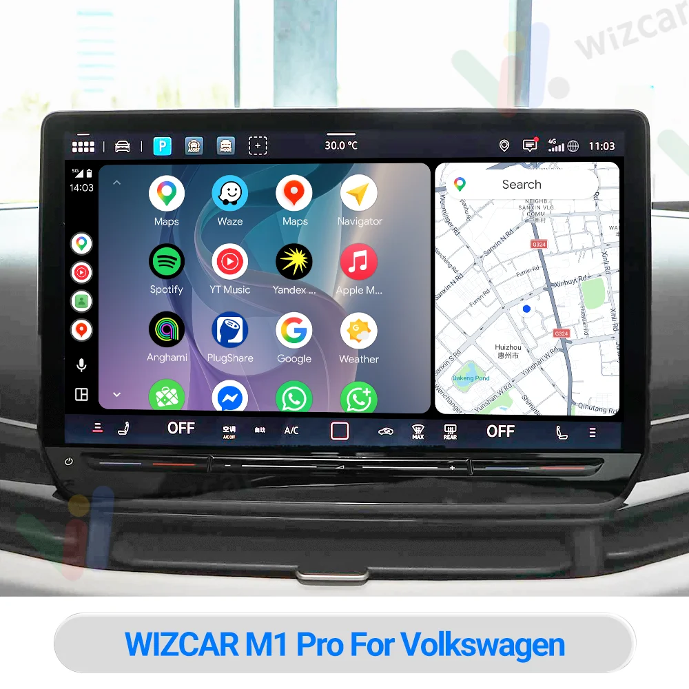 Фото Для Фольксваген VW Tiguan L Tayron 2020-2026 | WIZCAR M1 Pro Беспроводной Android Auto Поддержка Карты Яндекс 2ГИС Музыка Яндекс для Android-смартфонов, Для Volkswagen (китайская версия) №1
