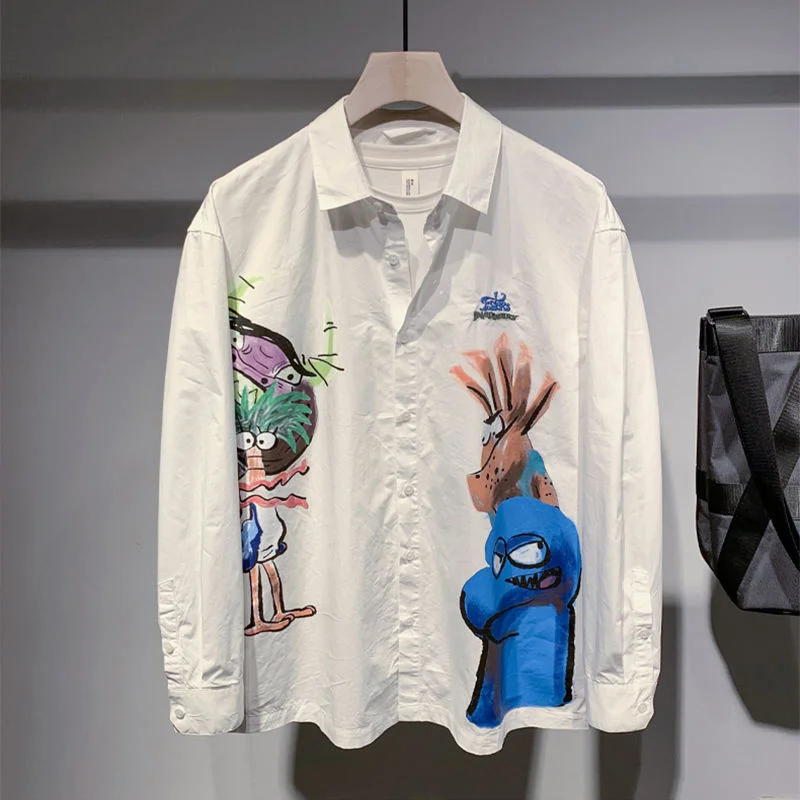 

2022 New Spring Coat Men's Fashion Ins Versatile Trend Student Handsome Long Sleeve T-shirt Men's Shirt Men