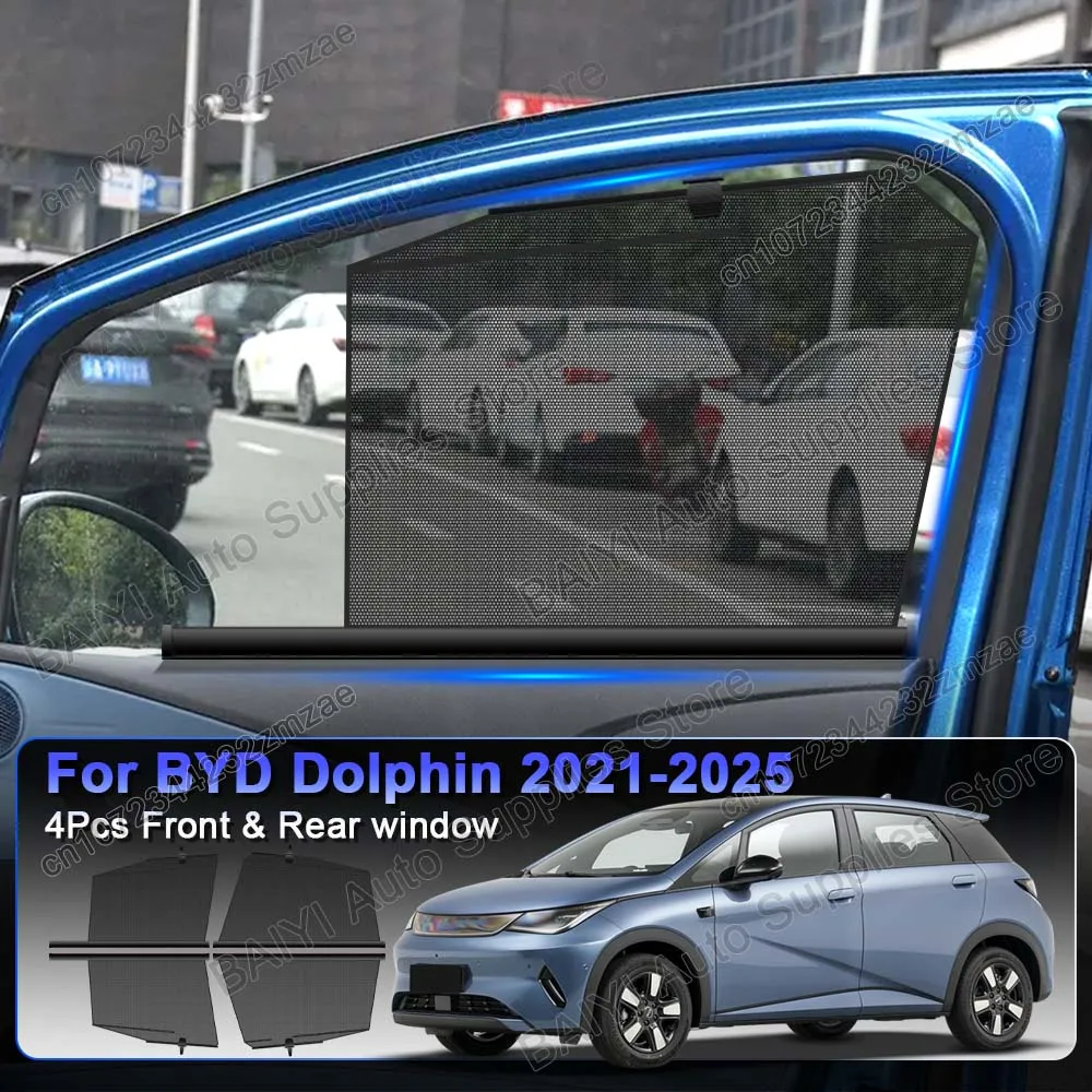 Фото Солнцезащитный козырек для BYD Dolphin 2021-2025: настраиваемый, для переднего и заднего стекол, защитный чехол от солнца №1