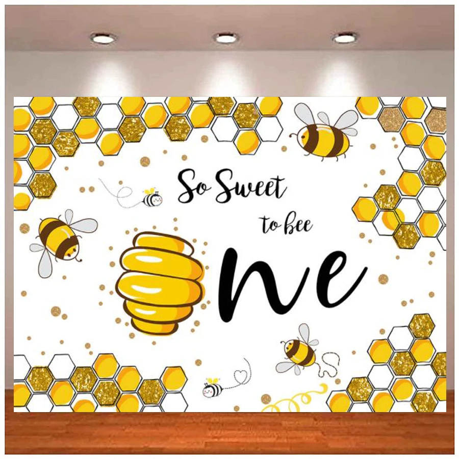 

Too Sweet To Bee Photography Backdrop Honeycomb Baby Shower Baby One Birthday Party Cake Table Decor Supplies Photo Background