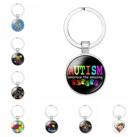 wg 1pc autism children gifts star children autism mom autism puzzle keychain keyring jewelry