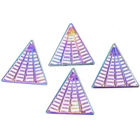 10pcs new openwork triangle charm pendant accessories rainbow color for gift customied jewelry making earring necklace bulk