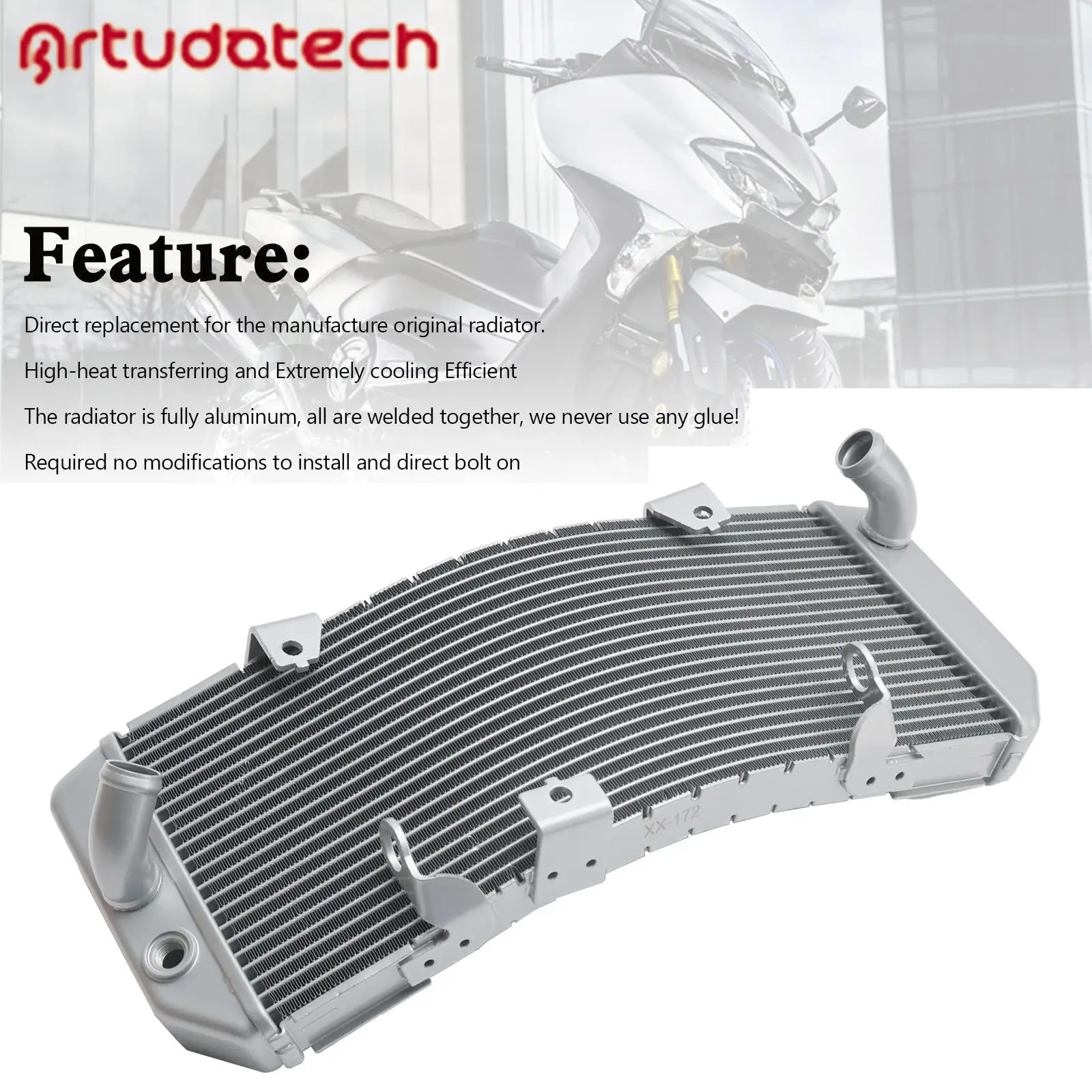 Фото Алюминиевый радиатор охлаждения для Yamaha TMAX 530 T-max 530 2012 2013 2014 2015 2016, серебристый №1