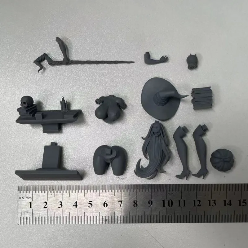 Масштаб 1/24 милая Волшебная фигурка ведьмы из смолы Сборная модель в комплекте