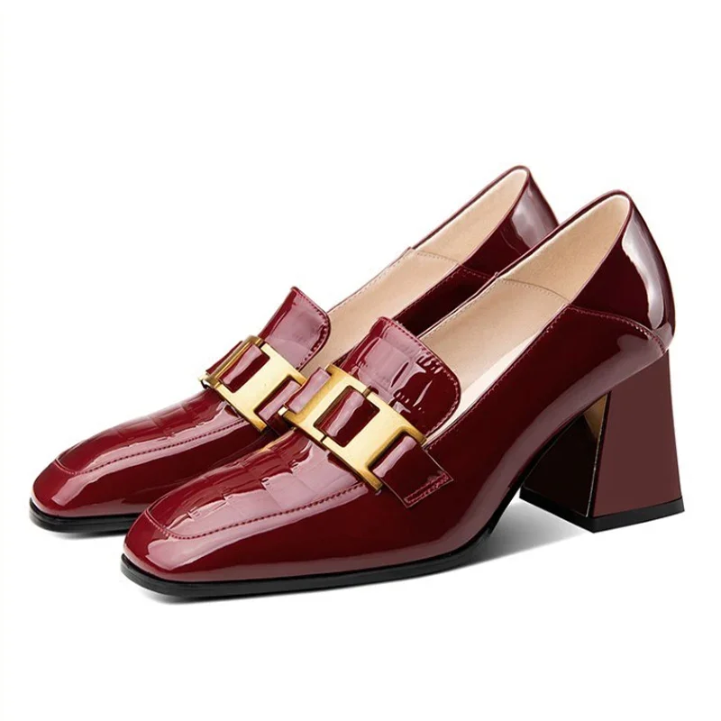 Туфли женские на высоком квадратном каблуке роскошные классические