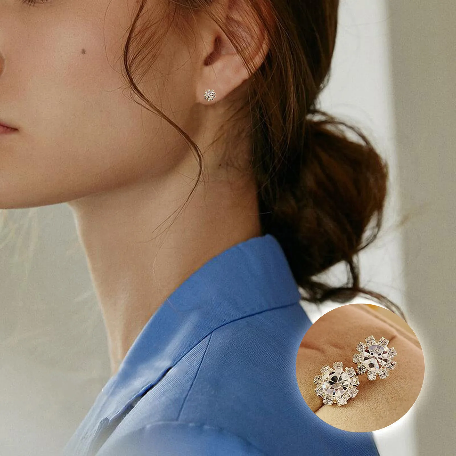 Элегантные серебряные свадебные 1 инкрустированные серьги женские