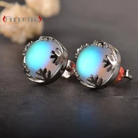 fashion simple round moonstone stud earrings festive banquet exquisite jewelry