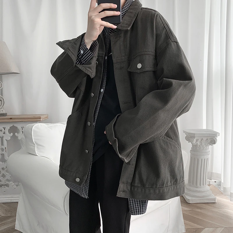 

Japanese Fashion Outerwear Retro Clothes Military Jacket Denim Jacket Men Plus Size Clothes Black Denim Jacket Men