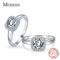 modian real 925 sterling silver romantic luxury square cubic zirconia finger rings for women wedding fine jewelry accessories