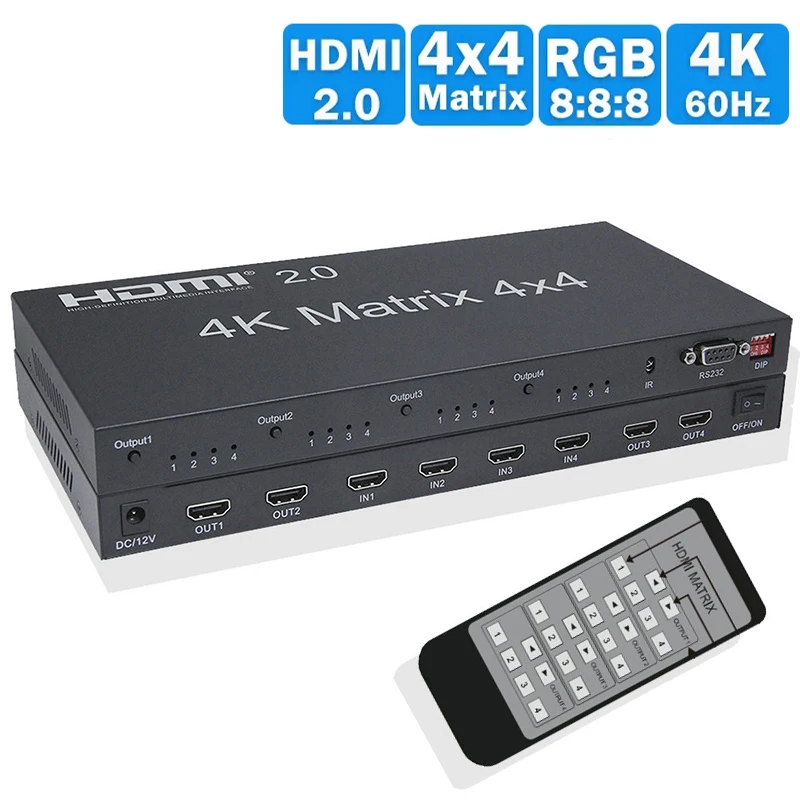 

2323 LSM 4K 60 Гц Ture HDMI матрица 4 в 4 выхода HDMI2.0 матричный переключатель 4x4 6x2 4x2 2x4 HDMI сплиттер переключатель аудио видео конвертер