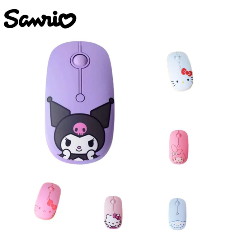 

New Sanrio anime kawaii surrounding Hello Kitty Kuromi My melody mute cute cartoon notebook desktop computer USB wireless mouse