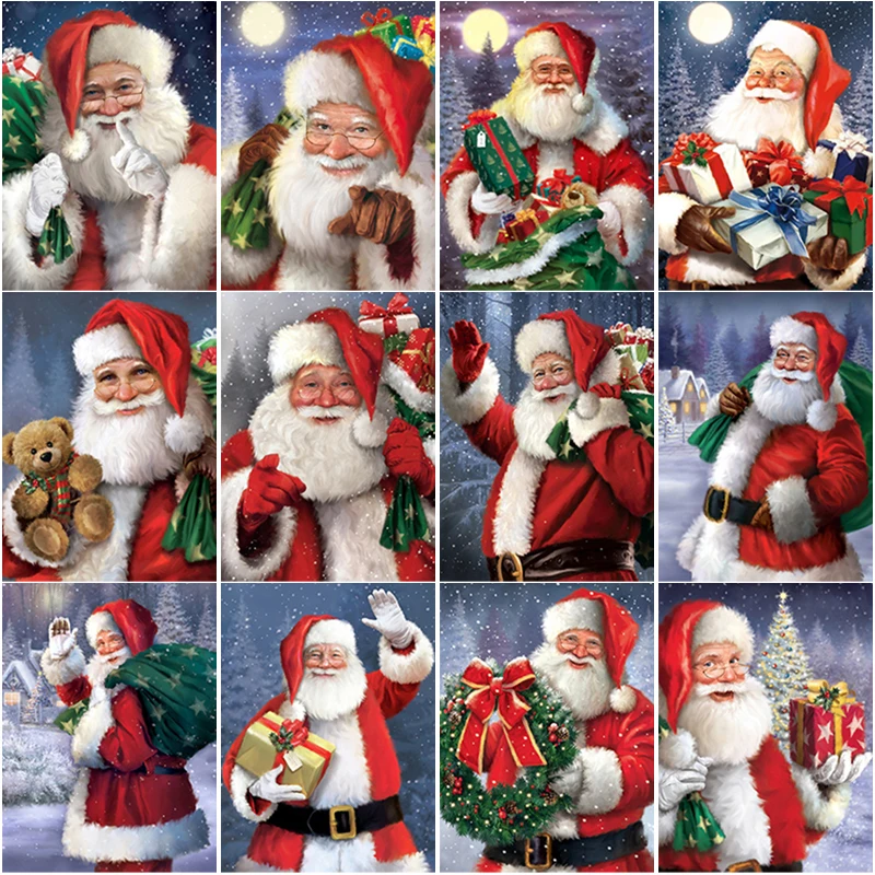 

New 5D DIY Diamond Painting Santa Claus Diamond Embroidery Christmas Gift Cross Stitch Full Square Round Drill Crafts Home Decor