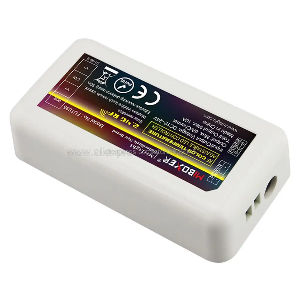 Приемник MiBoxer 2 4G с двойным белым контроллером CW/WW 12 В 24 постоянного тока 10 А FUT035