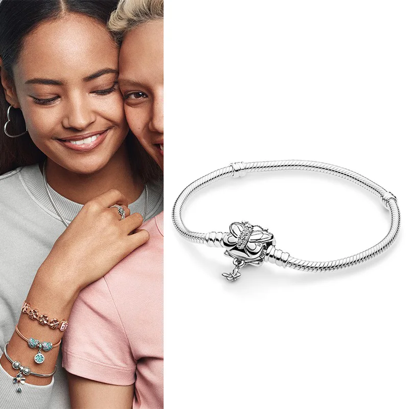 

100% 925 брелок Silver Pan Bracelet Creative Big Butterfly Button Pan Bracelet Fit European Charm Bracelets Women Jewelry