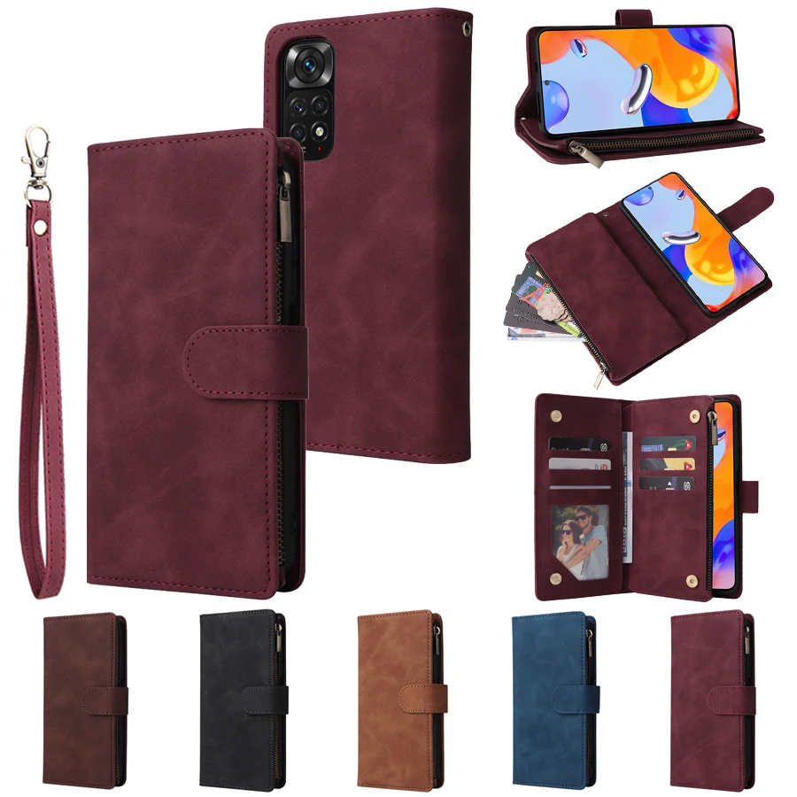 Wallet Zipper Leather Case For Xiaomi Redmi 10 10A 9 9A 9C 9T 8 8A 7A Note 11 11S 11 Pro 10S 10 Pro 9 Pro 8 Pro 7 Mi Poco M4 Pro
