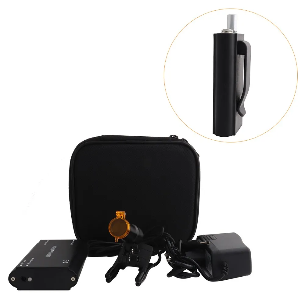 Фара головная на зажиме с оптическим фильтром 5W для зубных луп, медицинских микроскопов и бинокуляров увеличения.