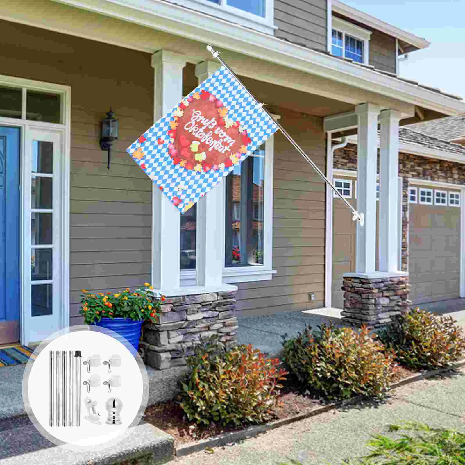 

6 pcs Extendable Flag Pole Adjustable Flagpole Bracket