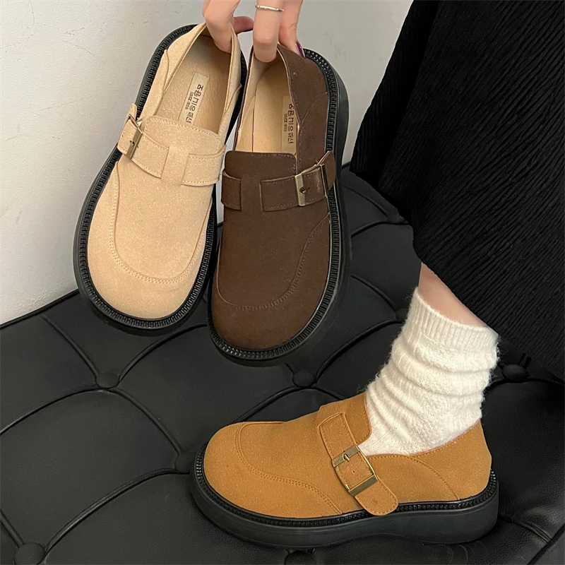 

Winter Shoes Women Clogs Platform Round Toe Soft Oxfords All-Match Female Footwear Modis Retro Creepers Leather New Dress 2022 P