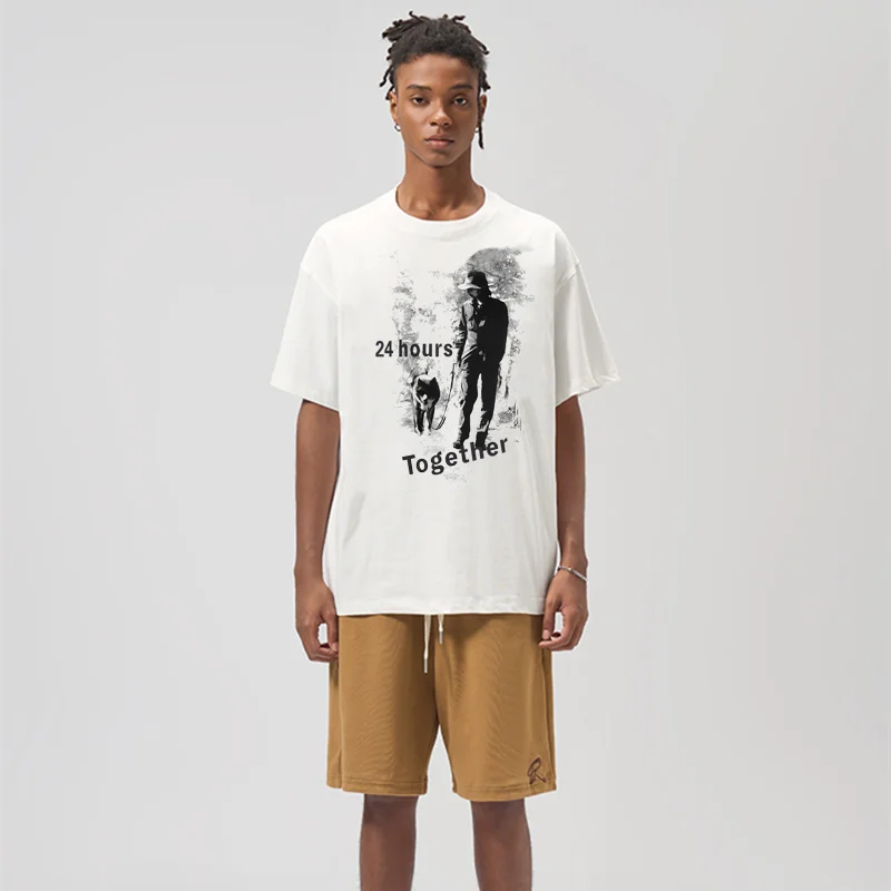 

Yohji Yamamoto Y-3 2023 Summer Men's T-shirt Dark Abstract Character Destruction Print Loose Short Sleeve Tops For Men and Women