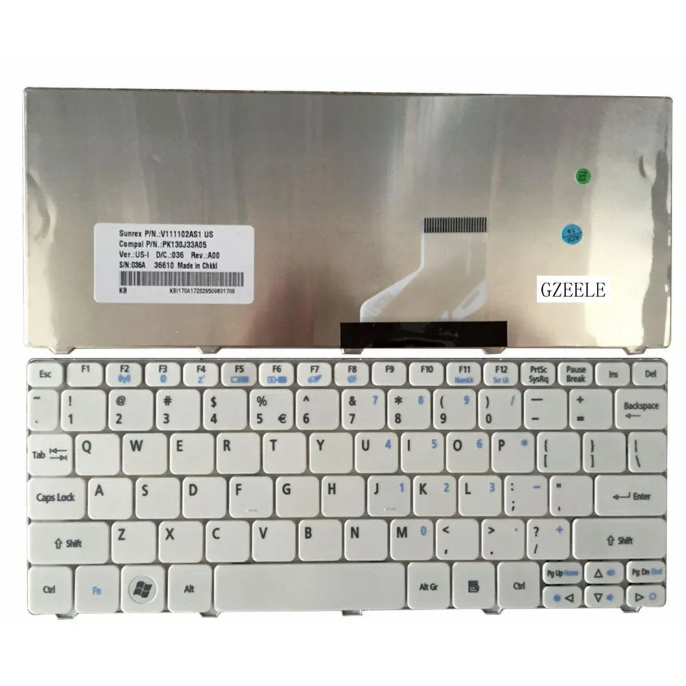 

Us Keyboard Voor for Acer Aspire Een D255 D257 AOD257 D260 D270 521 532 532H 533 AO521 AO533 NAV50 zwarte Laptop Toetsenbord