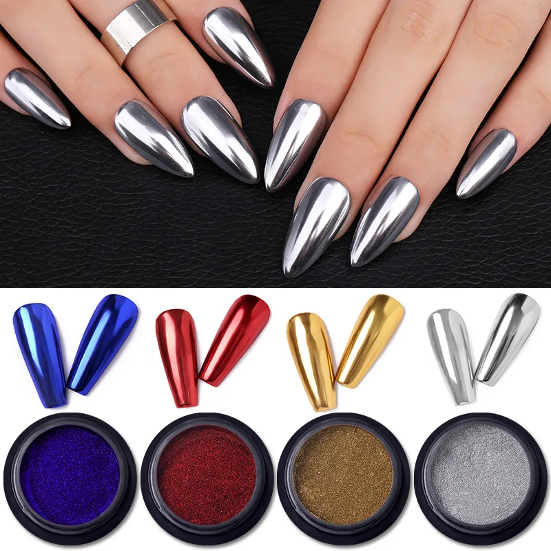 

Mirror Nail Art Glitter Powder Rose Gold Silver Metallic Effect Nail Glitters For Nails UV Gel Polish Nail Chrome Pigment Decor