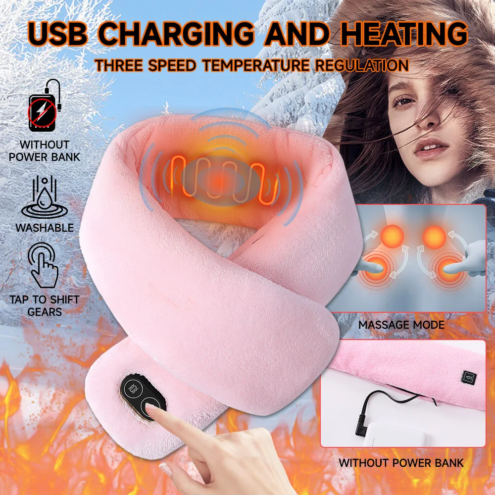

Уличный теплый шарф с электроподогревом, нагревательные подушечки с тремя режимами регулировки, подогрев через USB, нагрев, термошаль, шейный бандаж, обогреватель