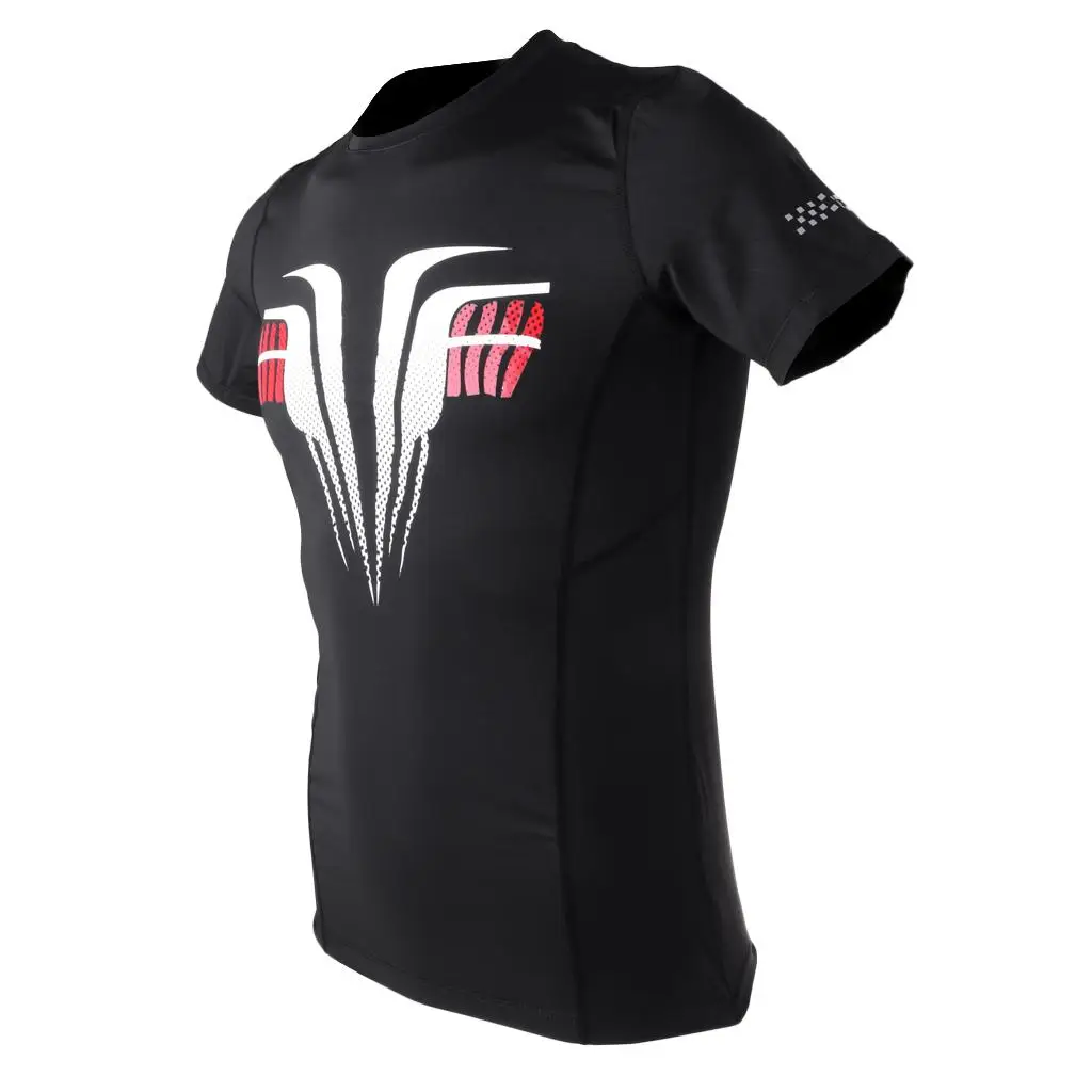 

Легкая облегающая Мужская футболка с коротким рукавом, спортивный компрессионный Топ для фитнеса и спортзала, черный