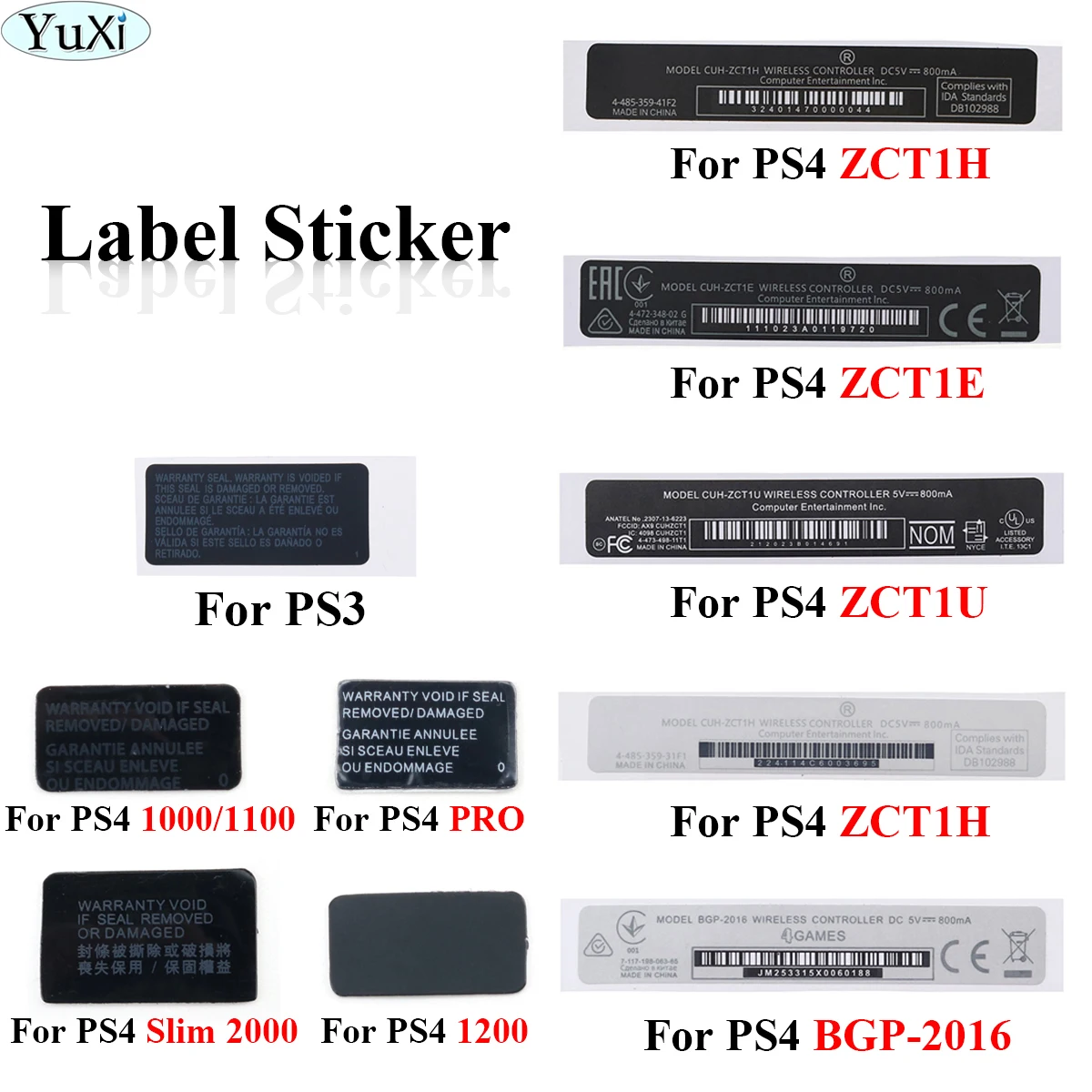 Чехол для контроллера YuXi PS3 PS4 Slim 2000 /1000 1100/1200/pro черно-белая задняя стикер этикетка