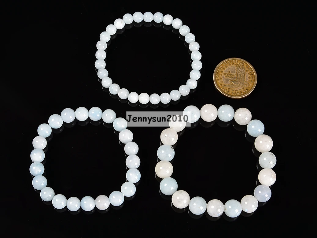 

Натуральные акваморские драгоценные камни рейки чакры ручной работы, круглые бусины, эластичный браслет 6 мм, 8 мм, 10 мм, 5 нитей/упаковка