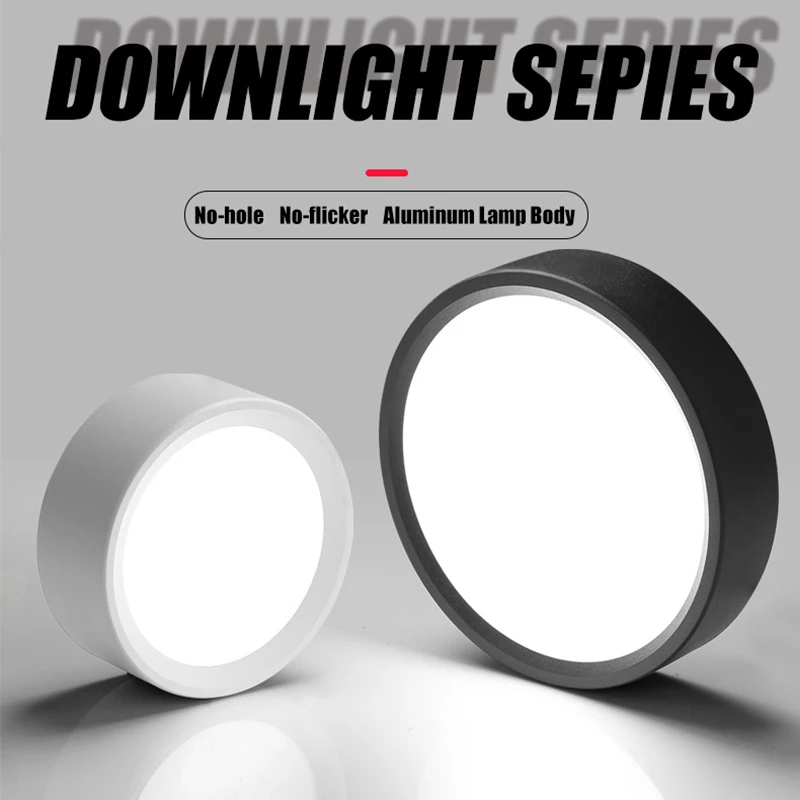 

Ultra Thin LED Downlight Surface Mounted Ceiling Lamp 7W12W15W White Round Wall Lamp AC210V-260V Black Spotlight Indoor Lighting