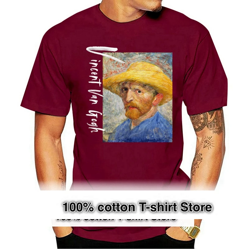 

Mens T-Shirt Vincent Van Gogh Self-Portrait With Straw Hat XS~4X Arteesty 762931474038