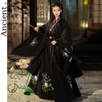 modern hanfu woman chinese traditional dress kimonos mujer tang dynasty style hanbok cosplay retro fairy princess black red suit