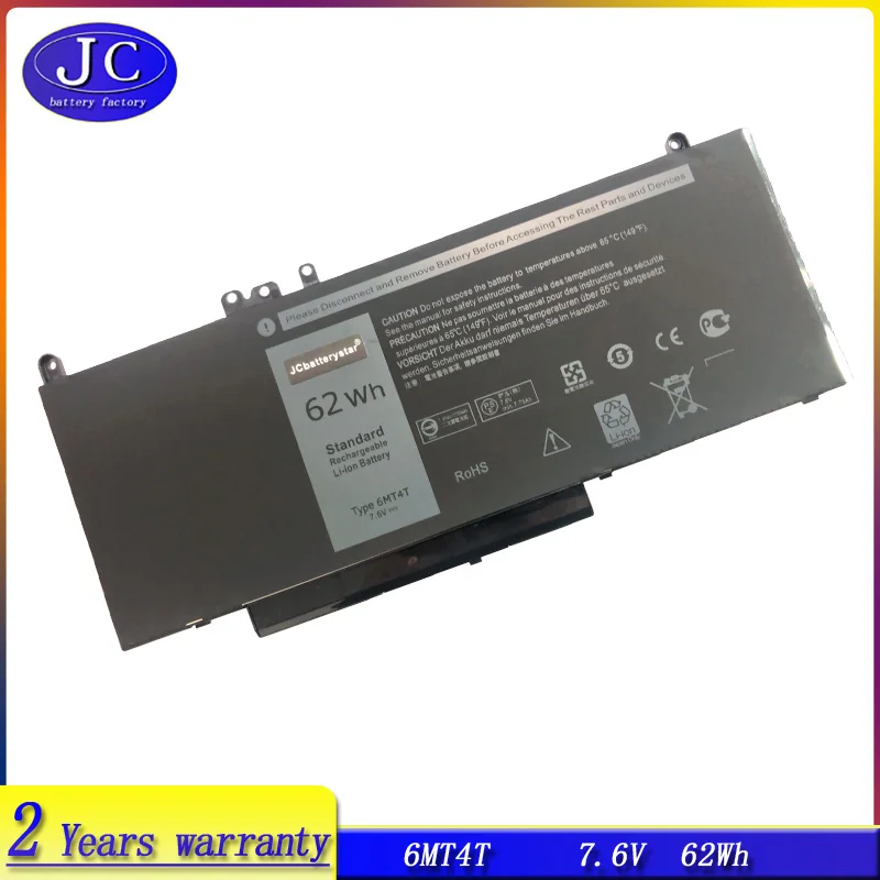 Фото JCLJF высококачественный 6MT4T 7,6 в 62 Втч Аккумулятор для ноутбука DELL Latitude E5470 E5570 M3510 15,6 