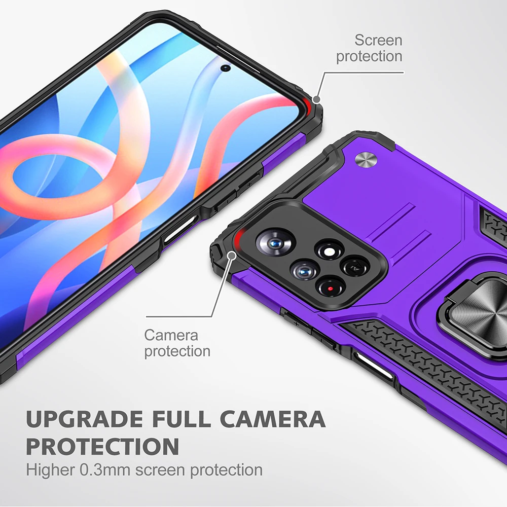 Military Grade Bumpers Armor Cover Redmi Note 11 10S 9S 8 10 9 9A 9C 9Prime 9Power 8A K30 PRO MAX ring bracket phone case |