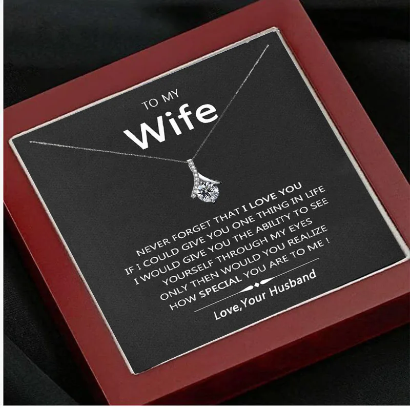 

Wife Necklace Gift for Wife Women Fashion Necklace Femal Heart Pendant Necklaces Girl Jewelry Husband Christmas Birthday Gifts