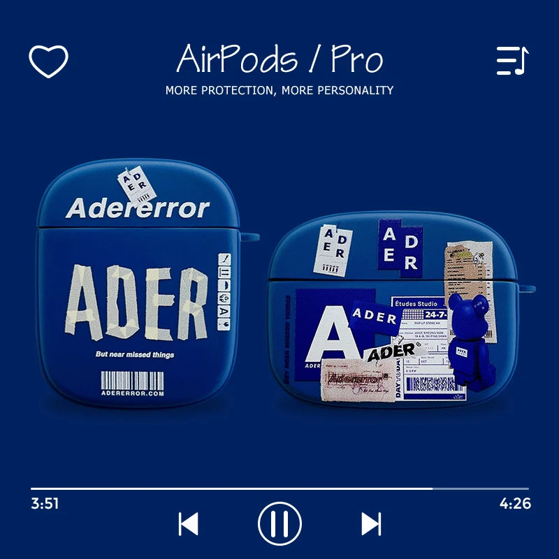 

Чехол для наушников Apple Airpods 1 2 Pro 3, с надписью «ADER»