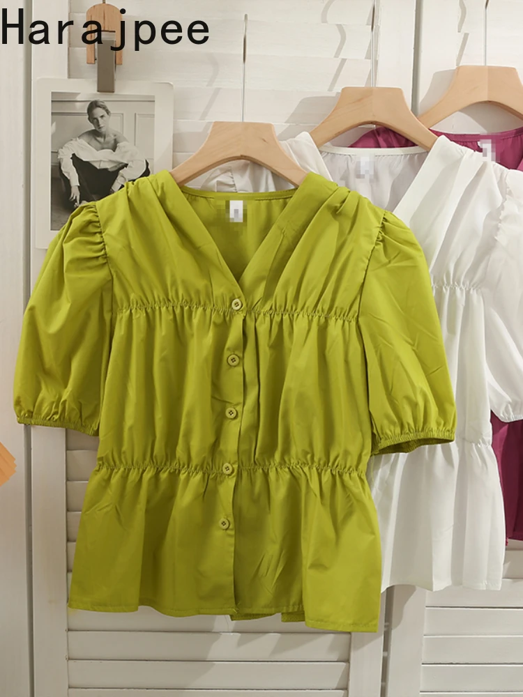 

Женский однобортный Топ Harajpee с V-образным вырезом, свободного покроя