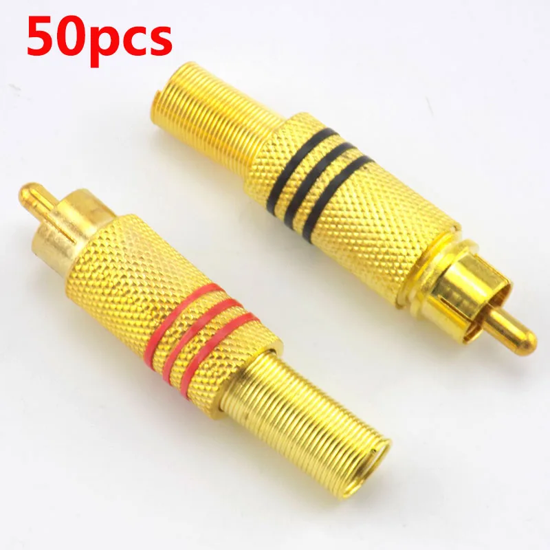 

50pcs Non Solder RCA Male Plug Connector Audio Video Locking Cable Plug Adapter for Video IP Camera CCTV Camera Security B3