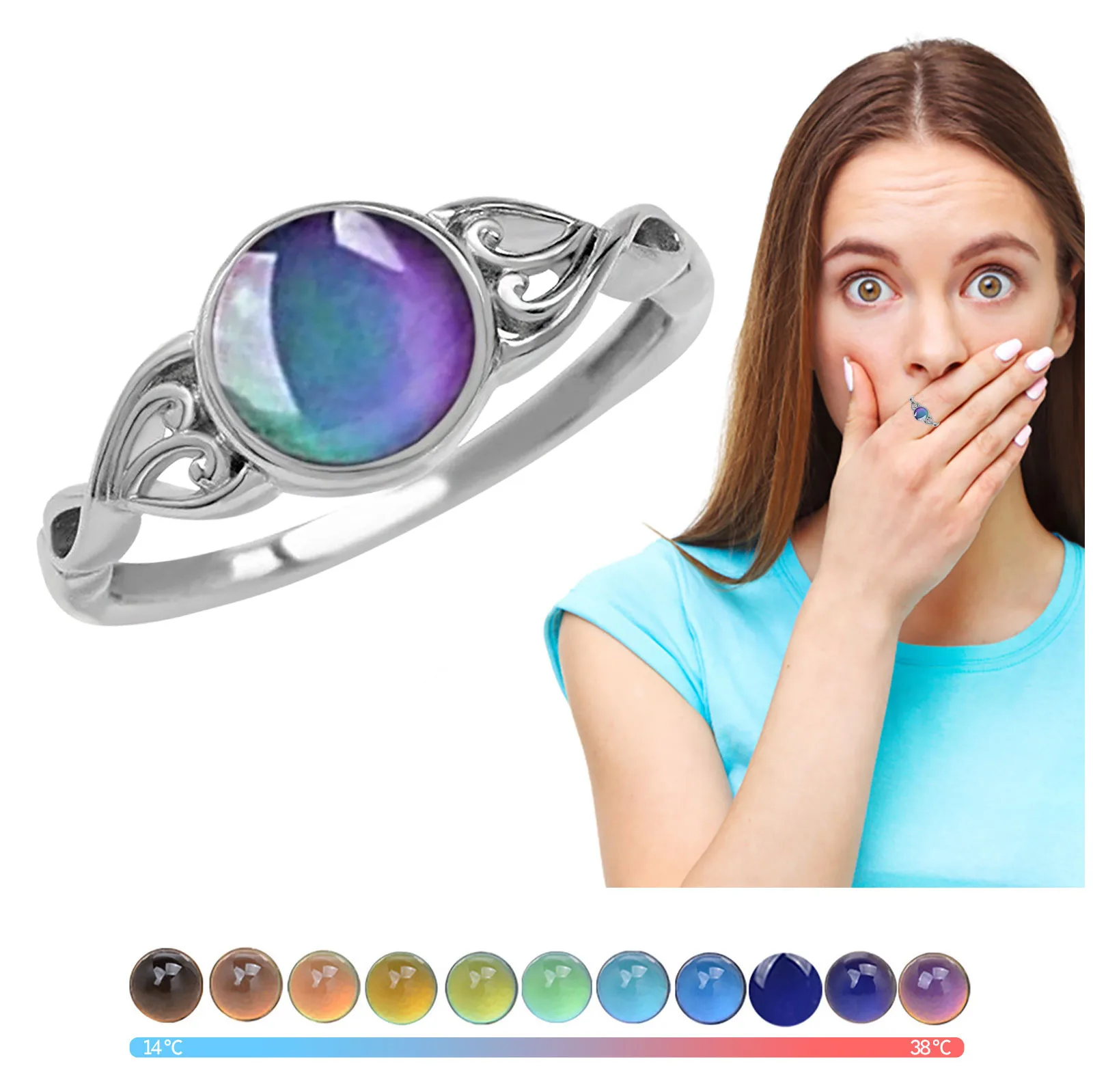 

Rings Temperature Colour Changing Rings For Women Fashion Jewelry Popular Accessories For Wife Simple Heart Ring