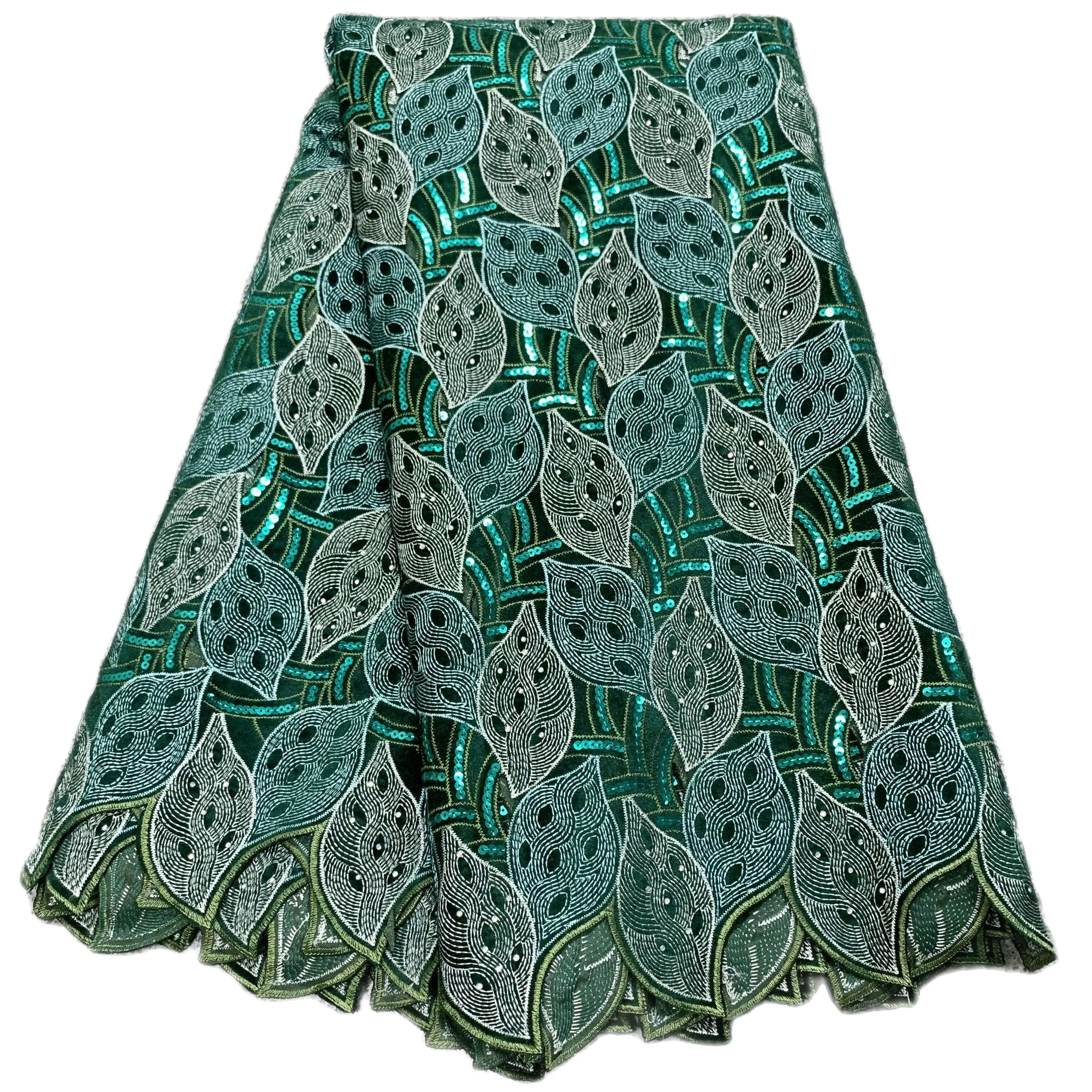 

African Handcut Velvet Lace Fabric With Sequins For Wedding Dress 2022 Wholesale Nigerian French Laser Cut Lace Fabric