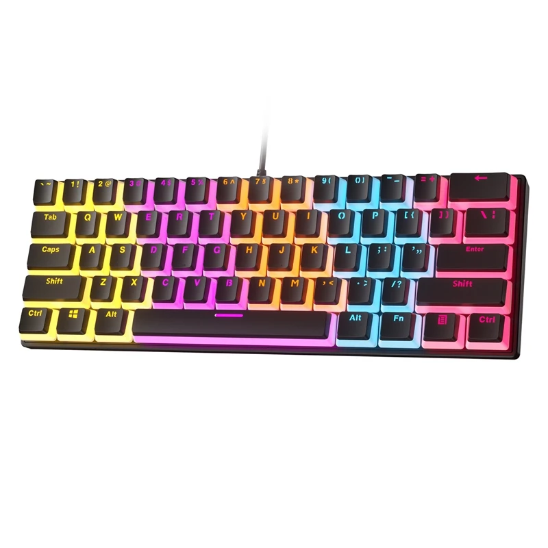 

Механическая клавиатура с подсветкой RGB, 61 клавиша, проводная клавиатура с двумя кожаными клавишами, механическая клавиатура