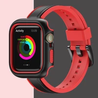 glasscasestrap for apple watch band 44mm 40mm 38mm 42mm 45 mm silicone smartwatch watchband sport bracelet iwatch 3 4 5 6 se 7