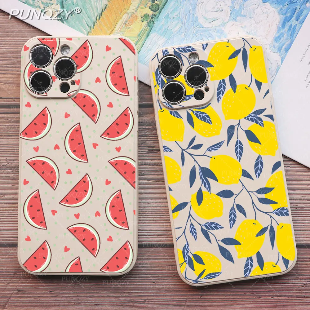 

Summer Cute Fruits watermelon Phone Case For iPhone 14 Pro 13 pro max 12 Pro 11 PRO XR X XS MAX 6s 7 8 Plus TPU Silicone Cover