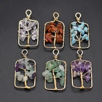natural stone pendants tree of life tiger eye fluorite for jewelry making diy women necklace earring gifts