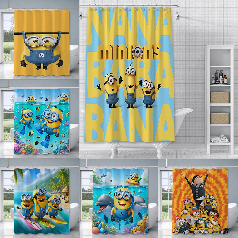 Занавеска для душа M-Minionss Водонепроницаемые Яркие шторы ванной комнаты
