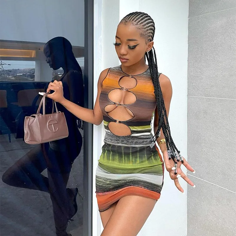 

Женское платье-майка в полоску, с круглым вырезом, без рукавов