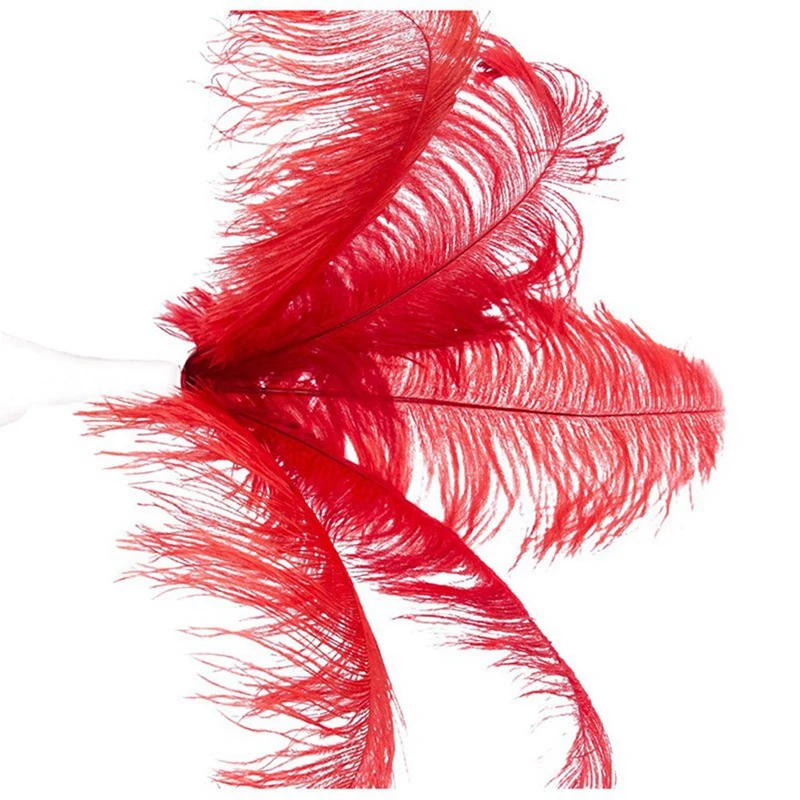 

20 Pcs Natural Ostrich Feathers Wedding Party Decoration Red 20-25Cm