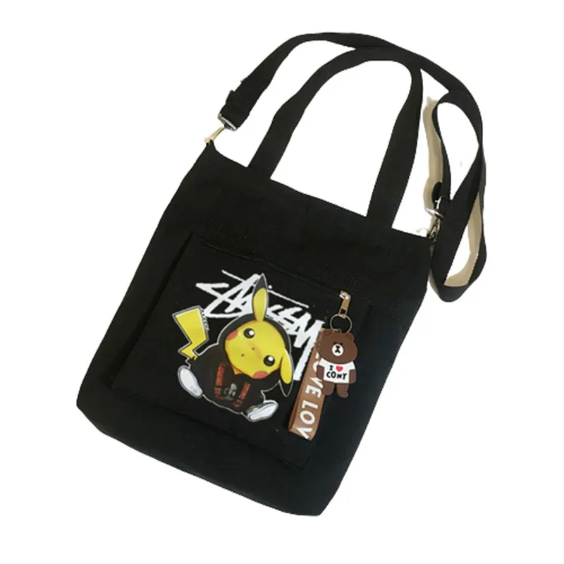 

Холщовая сумка-мессенджер в стиле аниме, милая вместительная универсальная креативная милая сумочка на плечо для студентов и классов, Пика...