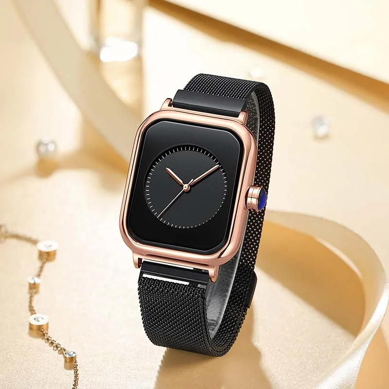 Waterproof Silicone Tape , Student Trend Imitation Apple Smart Large Dial, Fashionable Square Women's Quartz Watch